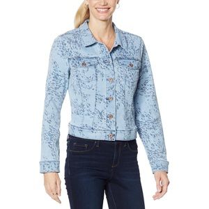 Jessica Simpson cheetah stretchy denim jacket M
